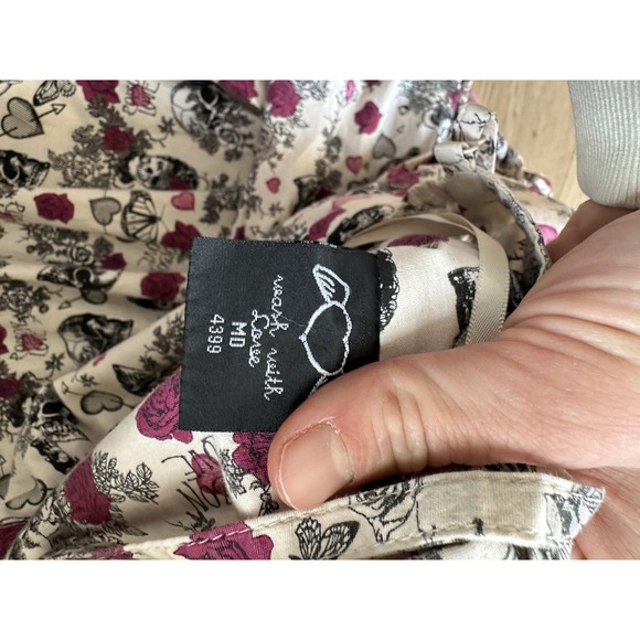 Hell Bunny Love Poison Rockabilly Goth Metal Skull Floral Punk Mini Dress Medium - Picture 9 of 13